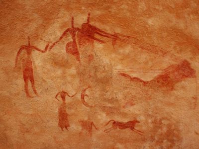 Gravures préhistorique de la Tadrart, site rupestre majeur du Sahara algérien
